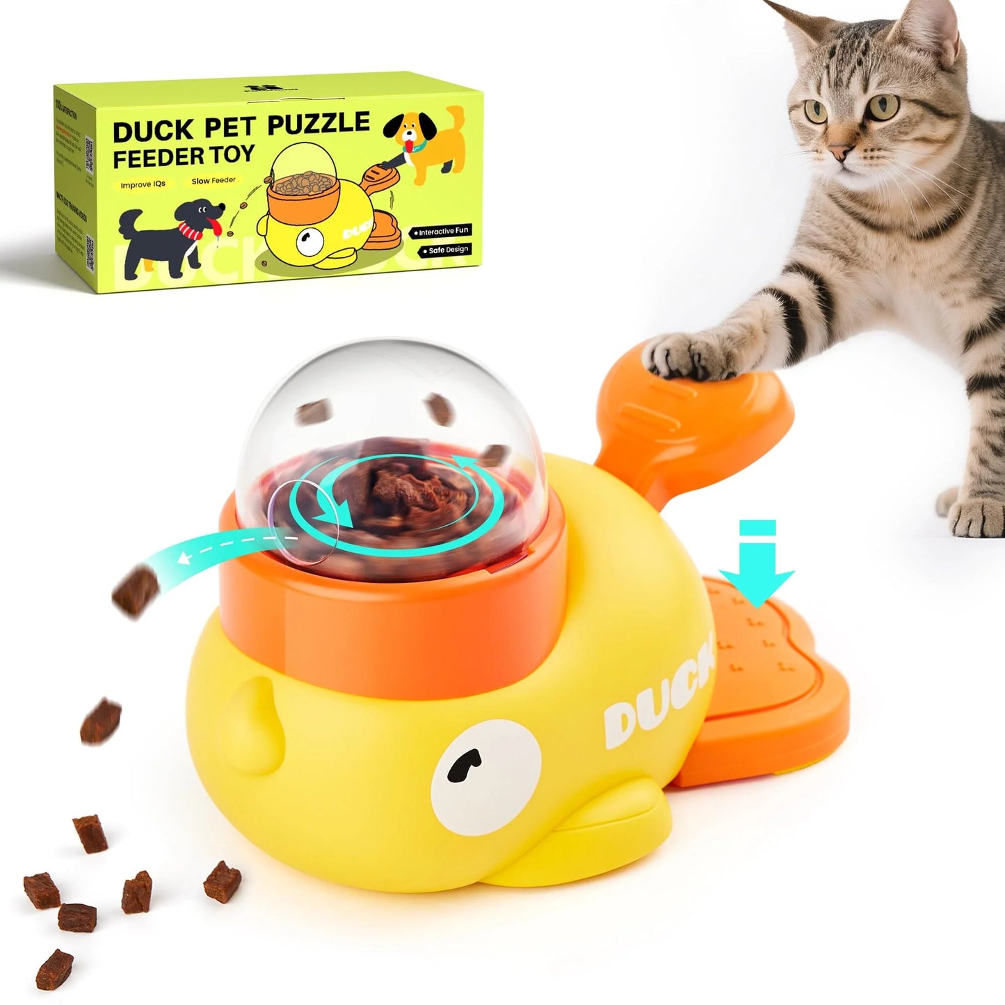 💥LAST DAY SALE 49% OFF-Pet Puzzle Toy, Interactive Duck-Shaped Puppy Food Slow Feeder Treat Dispenser