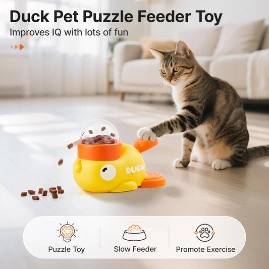 💥LAST DAY SALE 49% OFF-Pet Puzzle Toy, Interactive Duck-Shaped Puppy Food Slow Feeder Treat Dispenser